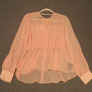 Bebe Georgette high low peplum blouse (peach)